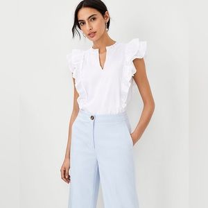 Flutter Sleeve Split Neck Top